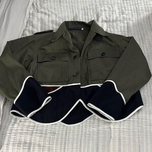 Elegant Olive and Black Women's Utility Jacket